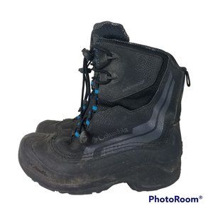 Columbia Boys Girls Sz 5 Winter Snow Boots Insulated Waterproof Black Blue